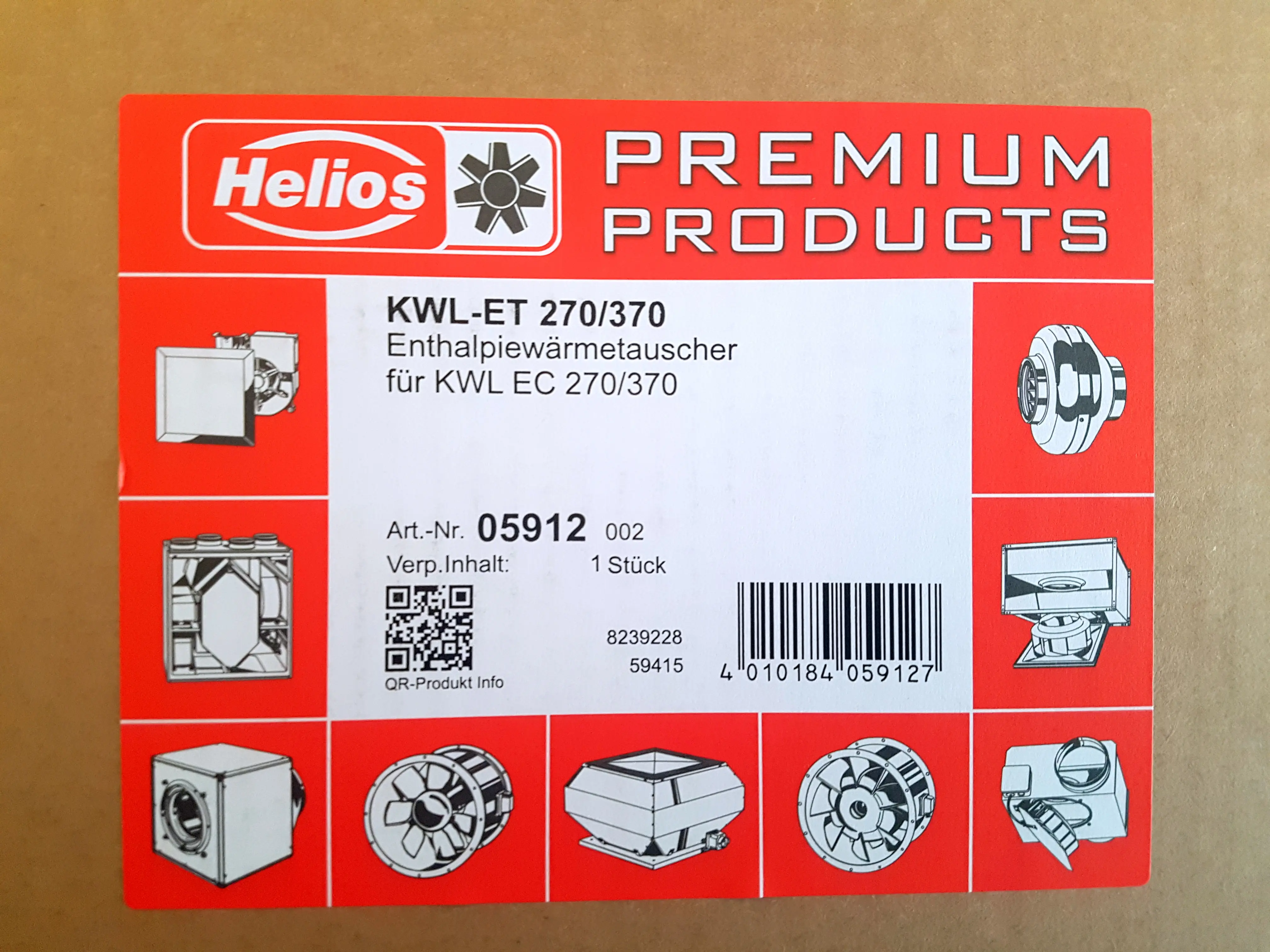 Helios KWL ET 270/370 Enthalpie heat exchanger for KWL EC 270/370 5912 05912
