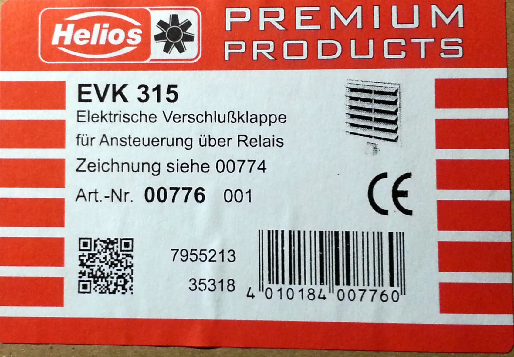 Helios EVK 315 Electric Gravity shutter 0776 00776
