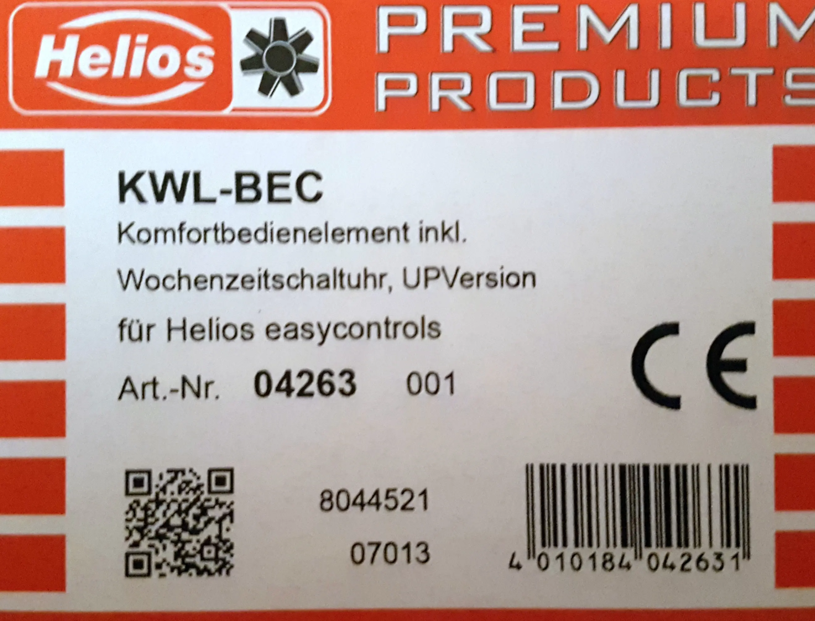 Helios KWL-BEC Comfort Operating element incl. KWL-BEC 4263 04263