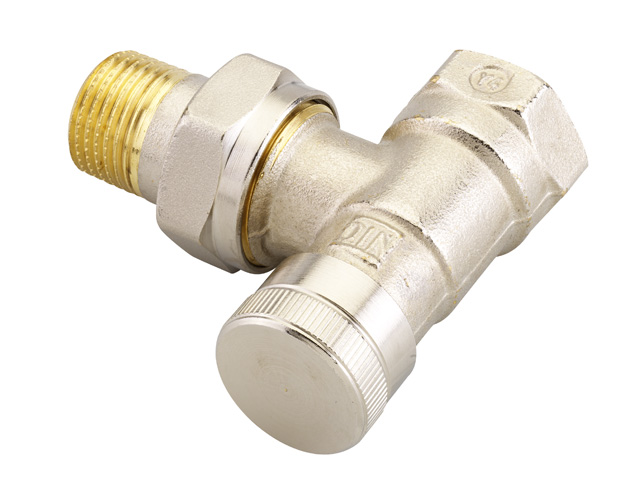 Danfoss Ruecklaufverschraubung RLV 15 R 1/2 Eck vernickelt 003L0143