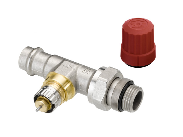 Danfoss Radiator valve RA-N 15 Pressfit R 1/2 straight matte nickel plated 013G3238