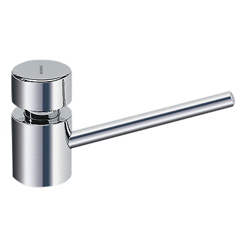 KWC Franke Soap dispenser for table top mounting into worktops with max. 45 mm thickness, high polished chromated brass, requires 22 mm drilling hole, 1/2" thread, spout not movable, spout length 140 mm, suitable for liquid soaps and lotions, 1 liter soap