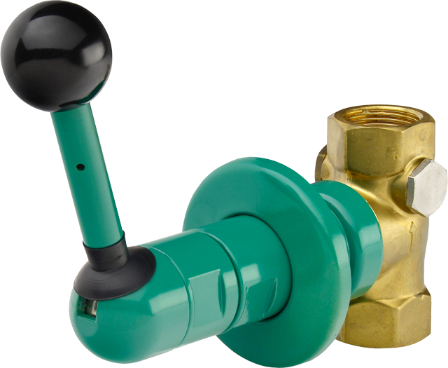 KWC Franke Emergency shower valve DN 20 for surface mounting with rosette, with drain hole, sealed with plug, tilt lever with ball handle, not self-closing 2000101129