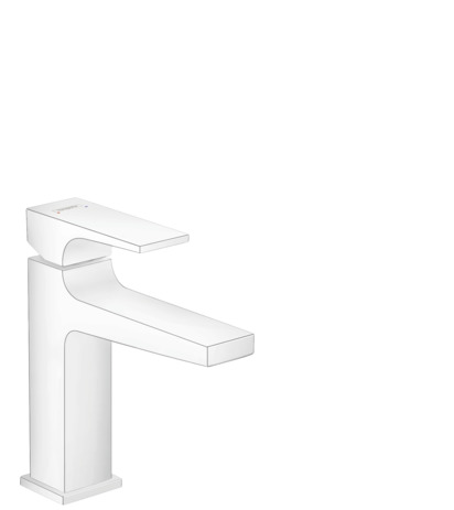 Hansgrohe Waschtischmischer 110 Metropol mattweiss mit Push-Open Ablaufgarnitur 32507700