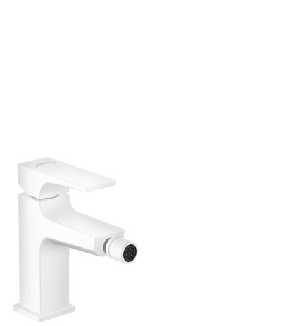 Hansgrohe Bidetmischer Metropol mattweiss mit Push-Open Ablaufgarnitur 32520700