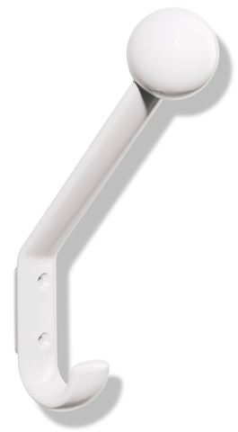 Hewi Garderobenhaken Serie 477, H:174mm m. Kugel, T:117mm signalweiß 477.90.080 98 4779008098