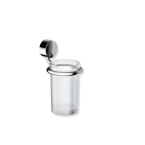 Hewi Becher, Glas mit Halter Sys 815, Chrom, Glas satiniert, Klebebefestigung 815.04.11145 8150411145