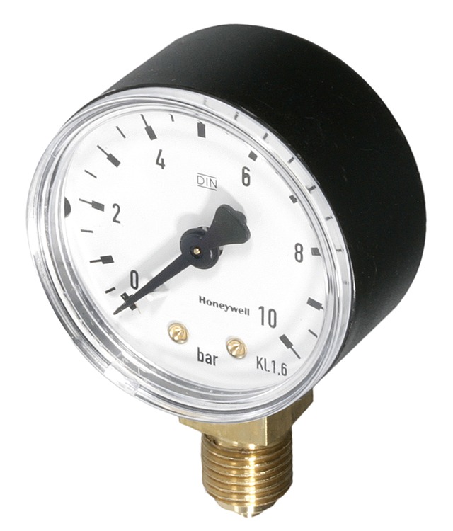 Resideo Honeywell Pressure gauge with housing diameter 50 mm, connection thread G 1/4, range 0 - 10 bar f Standard pattern pressure reducing valve with flanged connections, D16 M38K 0 10 bar M38K-A10 M38K-A10