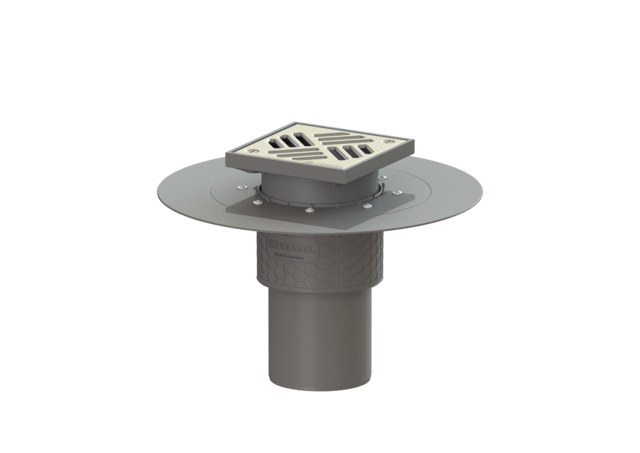 Kessel Practicus floor drain KE45218.11 DN100 vertical, Slotted grating, glued flan., Cover material: stainless steel 45218.11