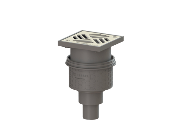 Kessel Practicus floor drain KE45250.11 DN50 vertical, Slotted grating stainless steel 138x138 45250.11