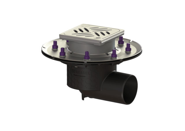 Kessel Ecoguss project drain KE48783.63 DN80 horizontal, press. fl., Design cover 48783.63