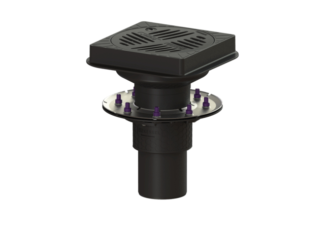 Kessel Parking deck drain Ecoguss KE48811.01 DN100, vert., pressure sealing flange, without odour trap, square 48811.01