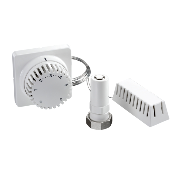 Oventrop Tête thermostatique Uni FH M 30 x 1,5, 7-28 °C, 0 * 1-5, commande à distance et bulbe à dis tance, 2 m, blanc 1012395