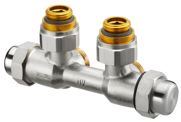Oventrop Multiflex FQ Verschraubung für G 1/2 IG, Eck links, G 1/2 AG x 3/4 AG 1015874
