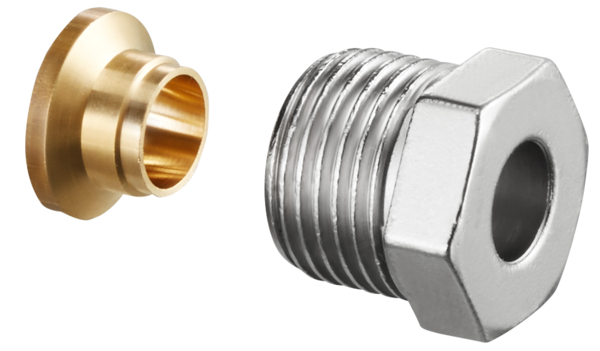 Oventrop Compression ring fitting Screw connection Ofix CEP for IG 3/8 x12mm for copper pipes nickel-plated 1027152