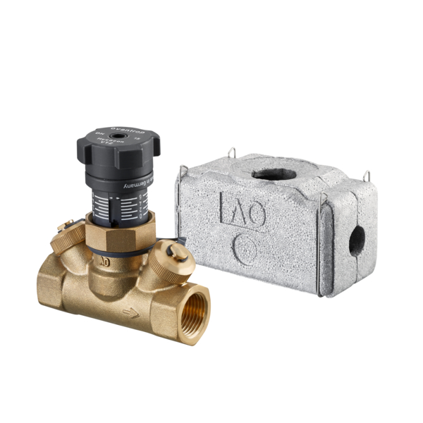 Oventrop Robinet d'équilibrage Hycocon VTZ avec filetage femelle PN 16 DN 20, Rp ¾, avec deux prises de pression et robinets de vidange à technique de mesure Eco montés, laiton résistant à dézingage 1061706