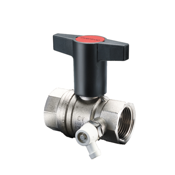 Oventrop Ball Valve Optibal lever handle DN25 1 internal thread PN16 with draining brass 1077808
