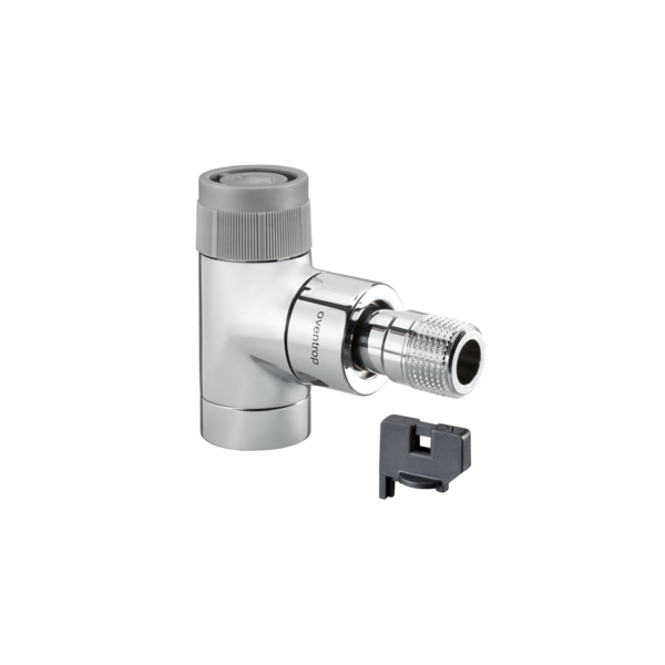 Oventrop Robinet thermostatique EQ, équerre DN 15, Rp ½ x R ½, PN 10, chromé, à technique Q-Tech 1163552