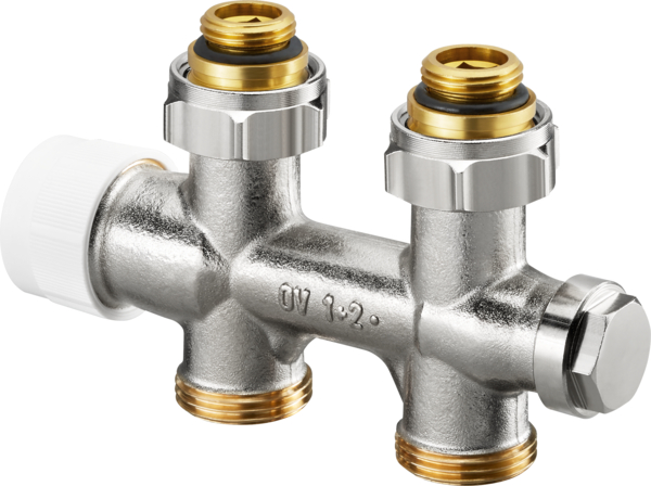 Oventrop Raccord Multiblock TU, droit mono-/bitube, filetage mâle G ½ x eurocône G ¾ 1184033