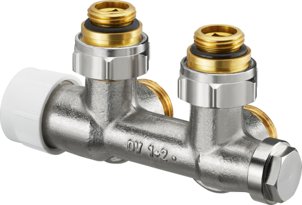 Oventrop Connection fixture Multiblock T 1/2 external thread x 3/4 external thread 1 and 2-pipe Brass angle 1184034