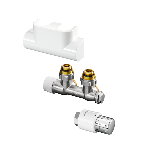 Oventrop Connection-Set for bathroom Radiator Multiblock T/Uni SH angle pattern chrome-plated 1184284