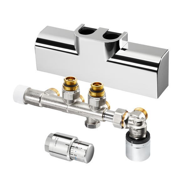 Oventrop Connection-Set for bathroom Radiator Multiblock T-RTL / Uni SH angle pattern chrome-plated 1184288