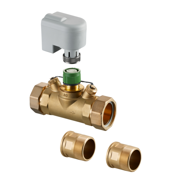 Oventrop Ensemble d'arrêt pour station d'eau chaude sanitaire Regumaq X-80, avec robinet à deux voies Hycocon HTZ DN 40 et servo-moteur Aktor M 2P H 1381078