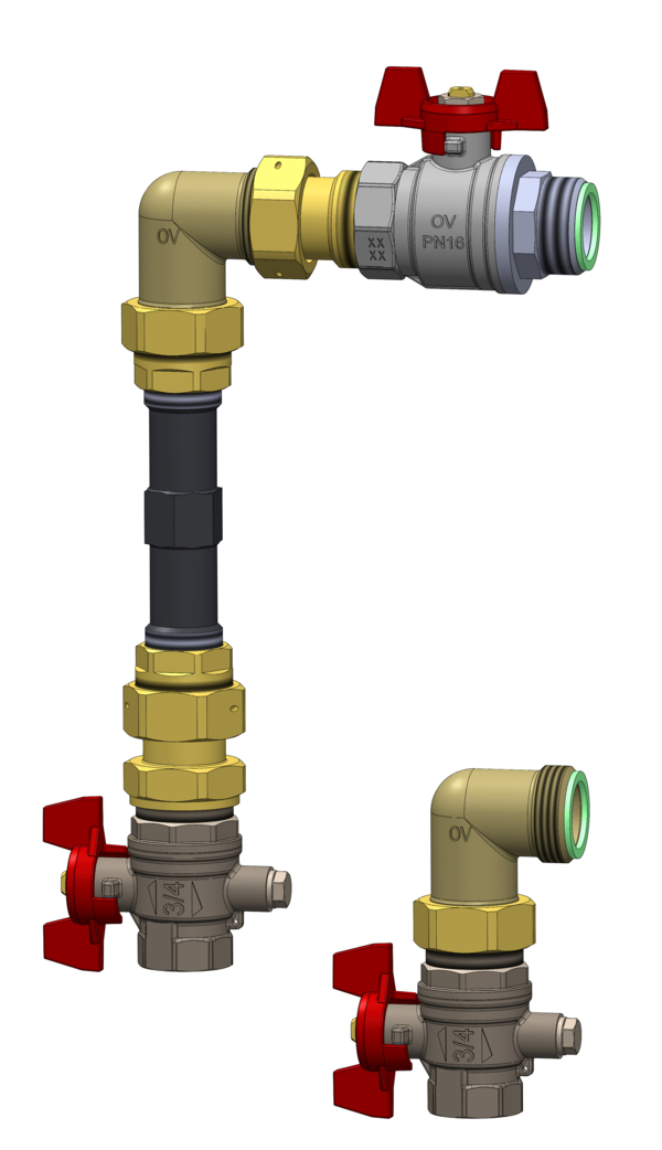 Oventrop Wärmemengenzähler-Anschluss-Set für  Multidis SFQ , Eck, DN25 1405580