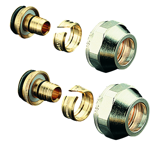 Oventrop Raccord à serrage Cofit S 17 x 2,0 mm x écrou G ¾, nickelé, par 2 1507937