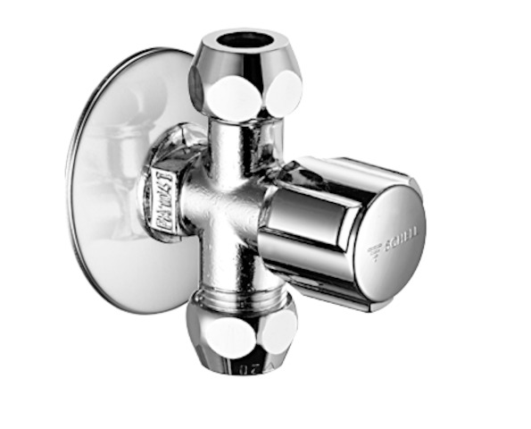 Schell Eckventil COMFORT 2xAbgänge 3/8", 1/2", chrom 049910699