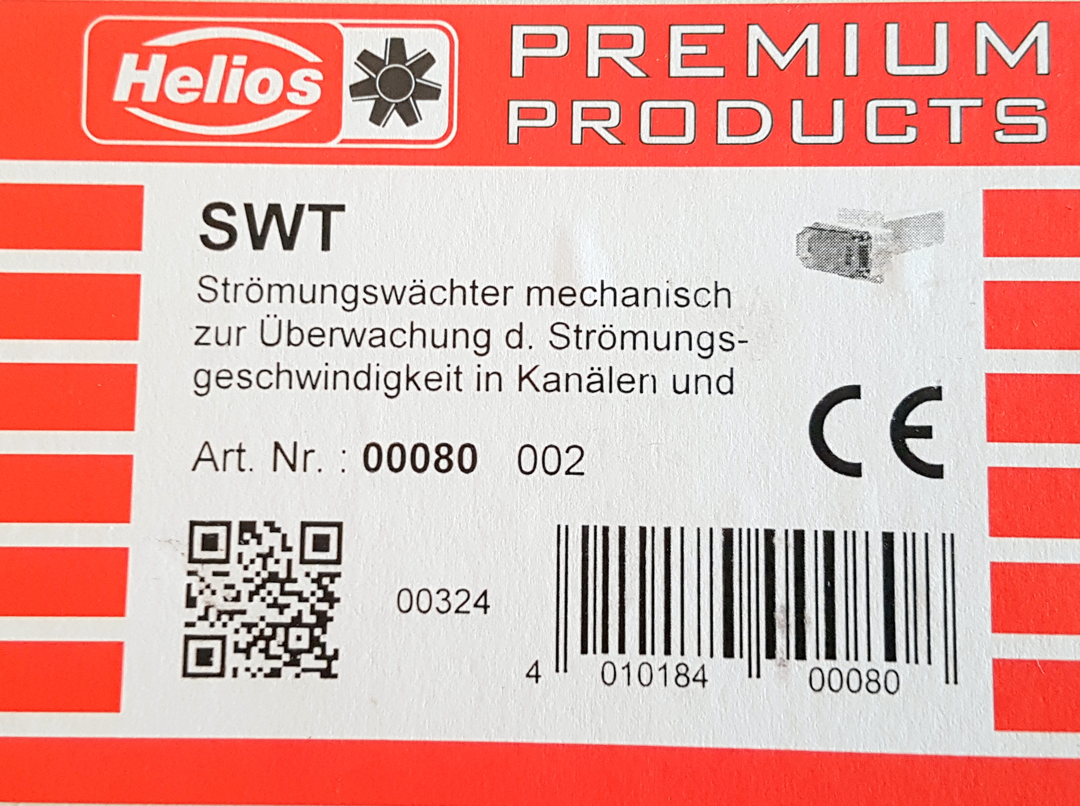 Helios SWT mechanical air flow monitor 0080 00080