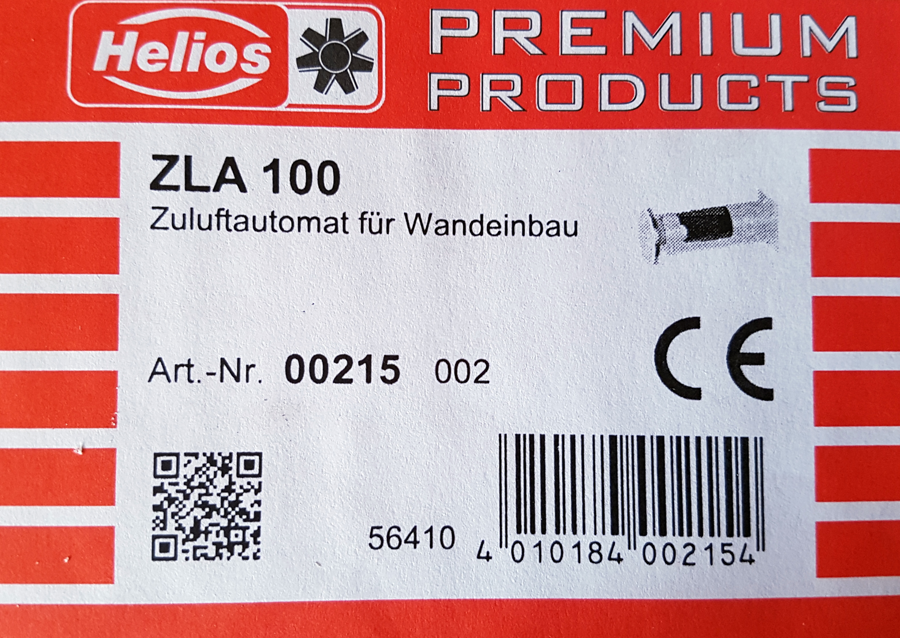 Helios ZLA 100 Zuluftautomat für Wandeinbau 0215