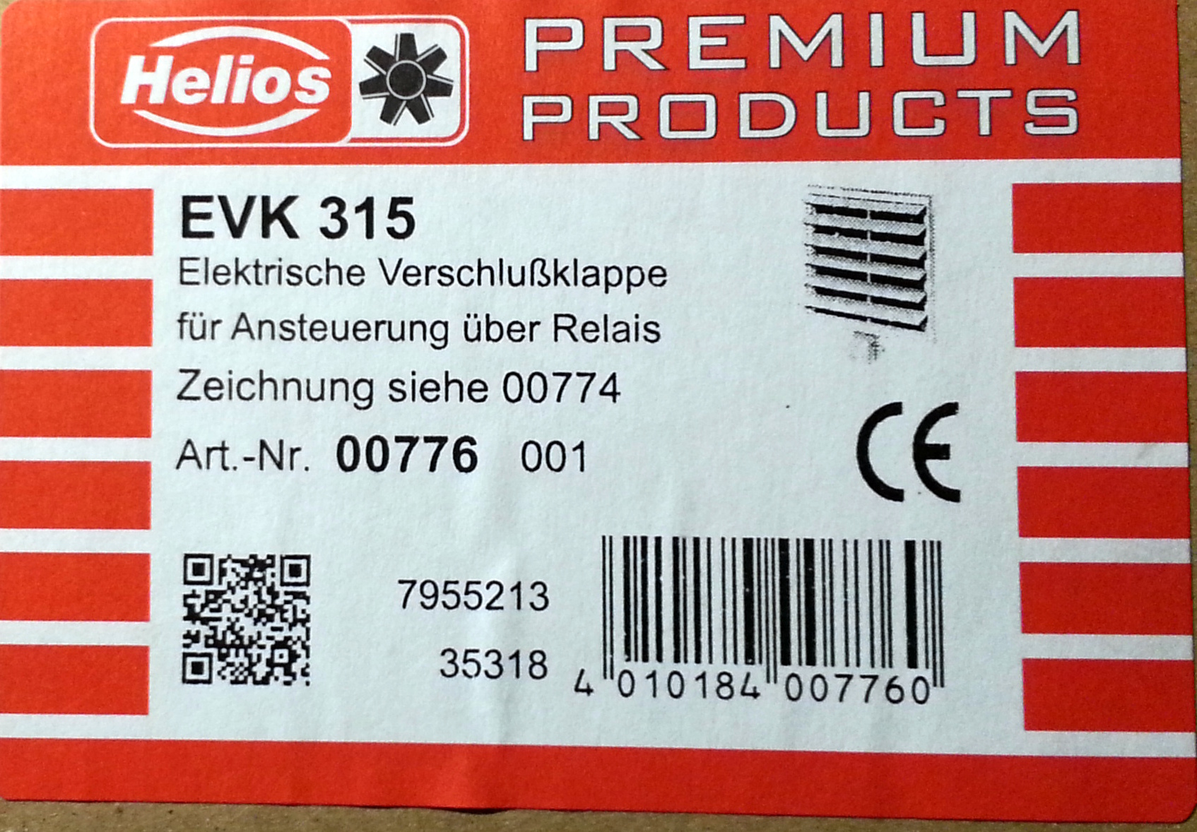 Helios EVK 315 Elektrische Verschlussklappe 0776