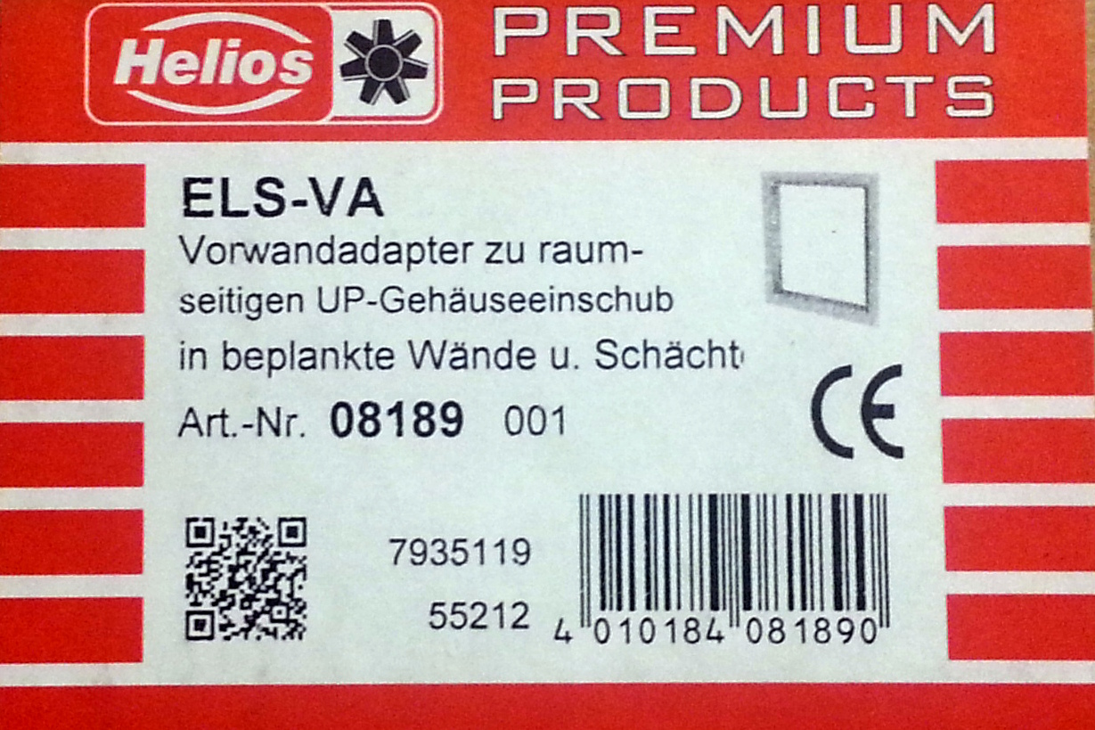 Helios ELS-VA Plasterboard adapter 8189 08189