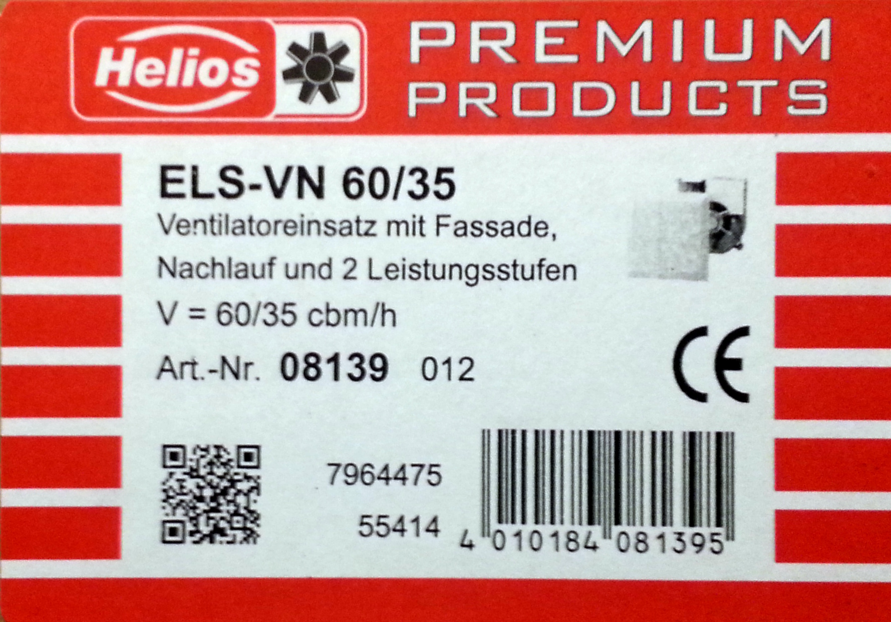 Helios ELS-VN 60/35 Ventilator inset with 8139 08139