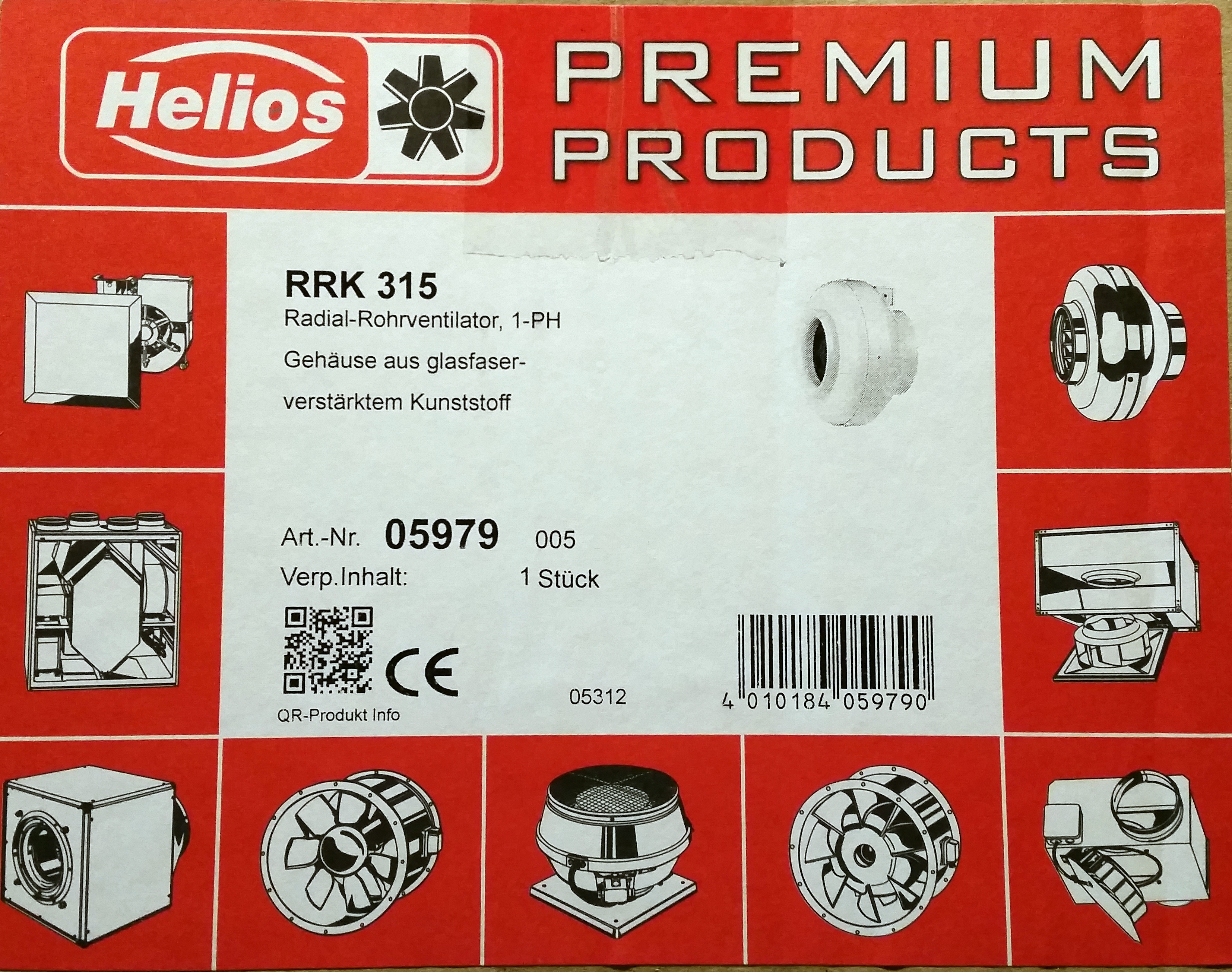 Helios RRK 315 Radial-Rohrventilator, 1-PH 5979