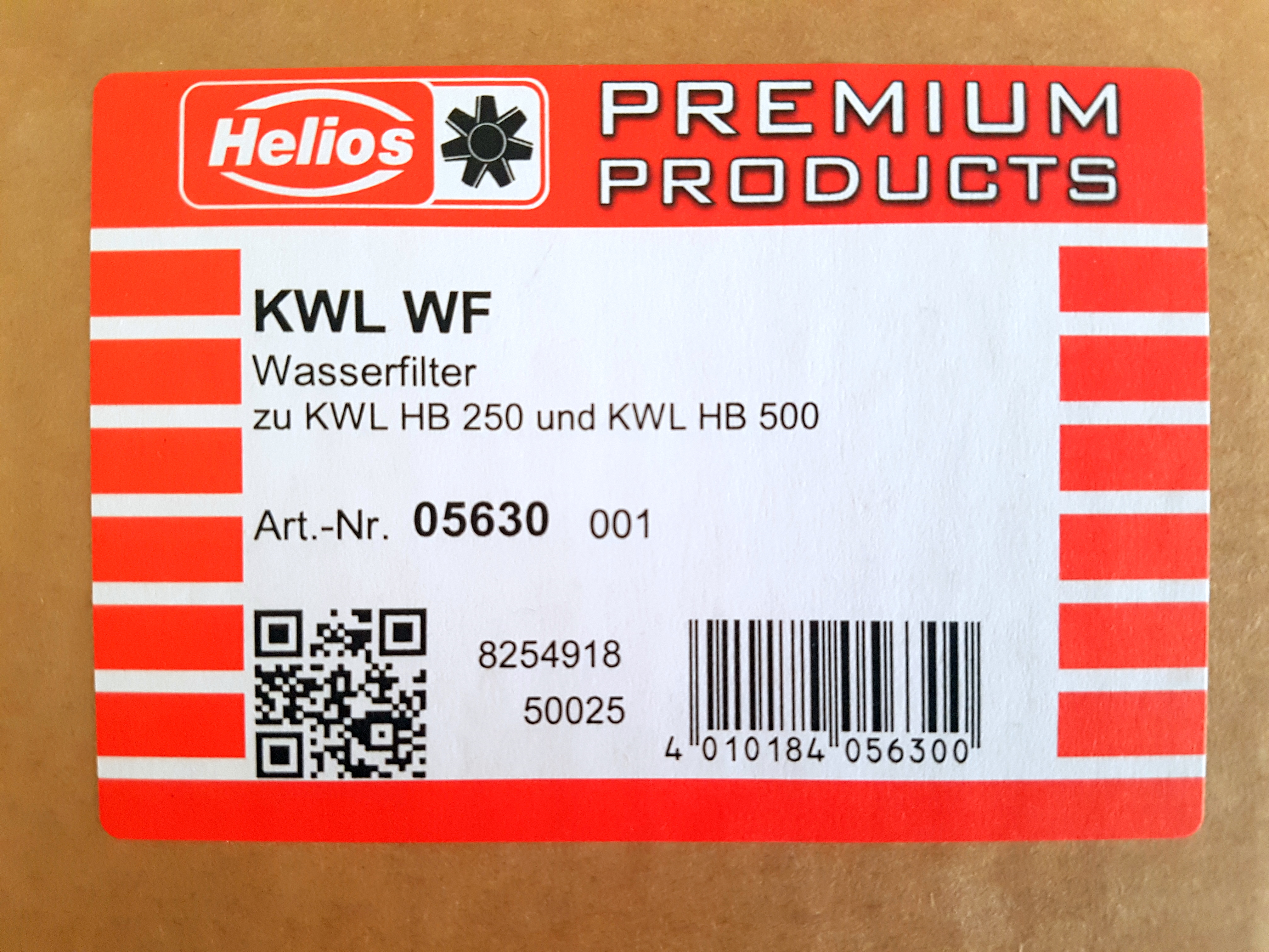 Helios KWL WF Wasserfilter zu KWL HB KWL WF 5630