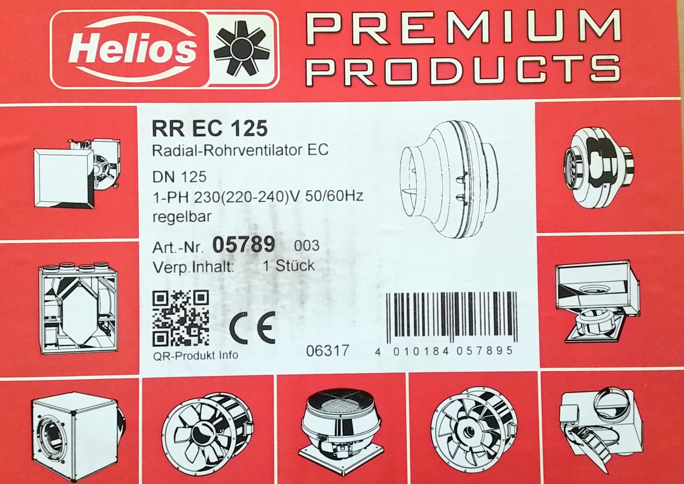 Helios RR EC 125 Radial-Rohrventilator EC DN 125 RR EC 125 5789