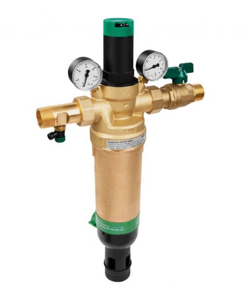 Resideo Honeywell Combination water supply unit, HS10S TOP HS10S w a non return valve with test point, reverse rinsing fine filter, pressure reducing valve and shutoff valve Brass AAM 3/4 inch HS10S-3/4AAM HS10S-3/4AAM